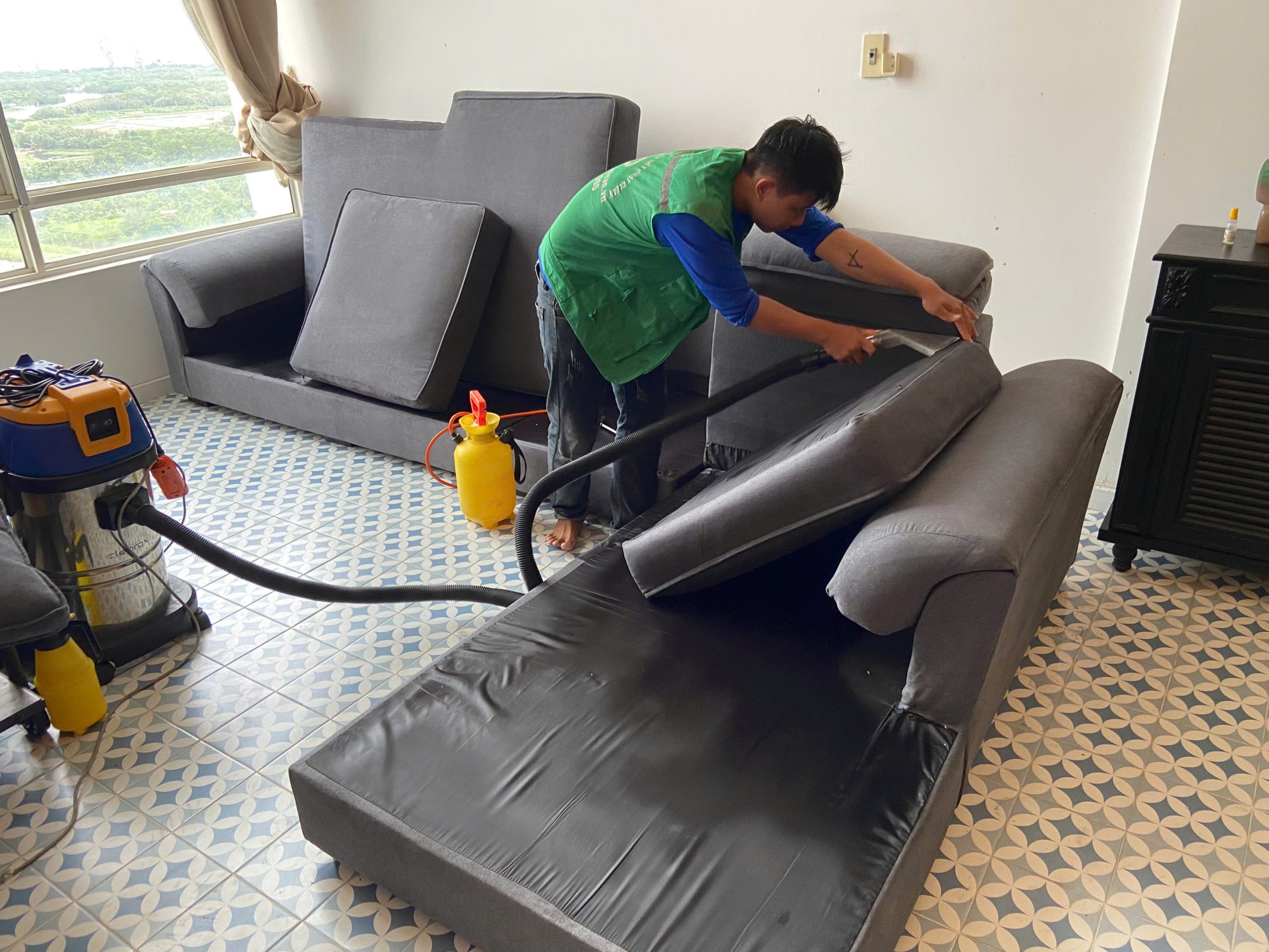 Dịch vụ giặt ghế sofa nỉ tại Việt Phát Clean