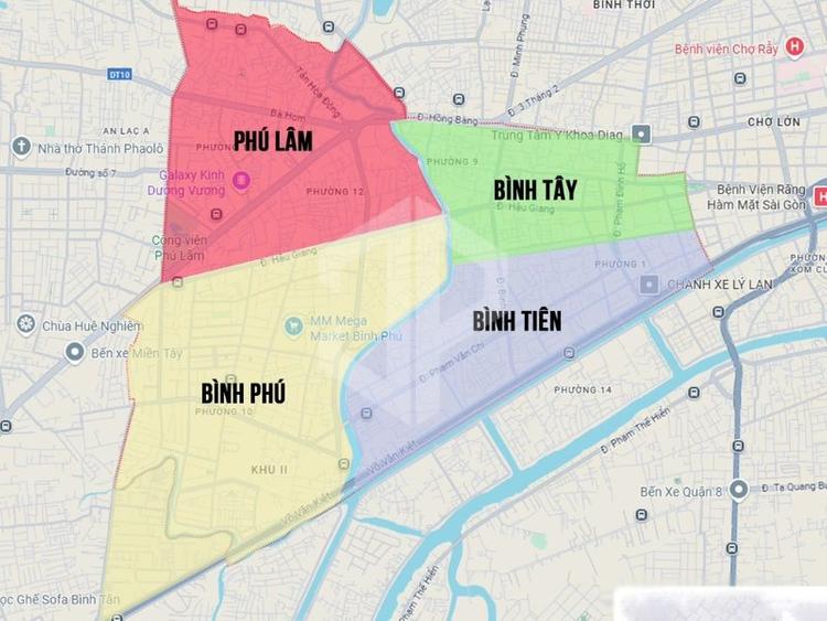 Bản đồ hành chính quận 6 sau sáp nhập