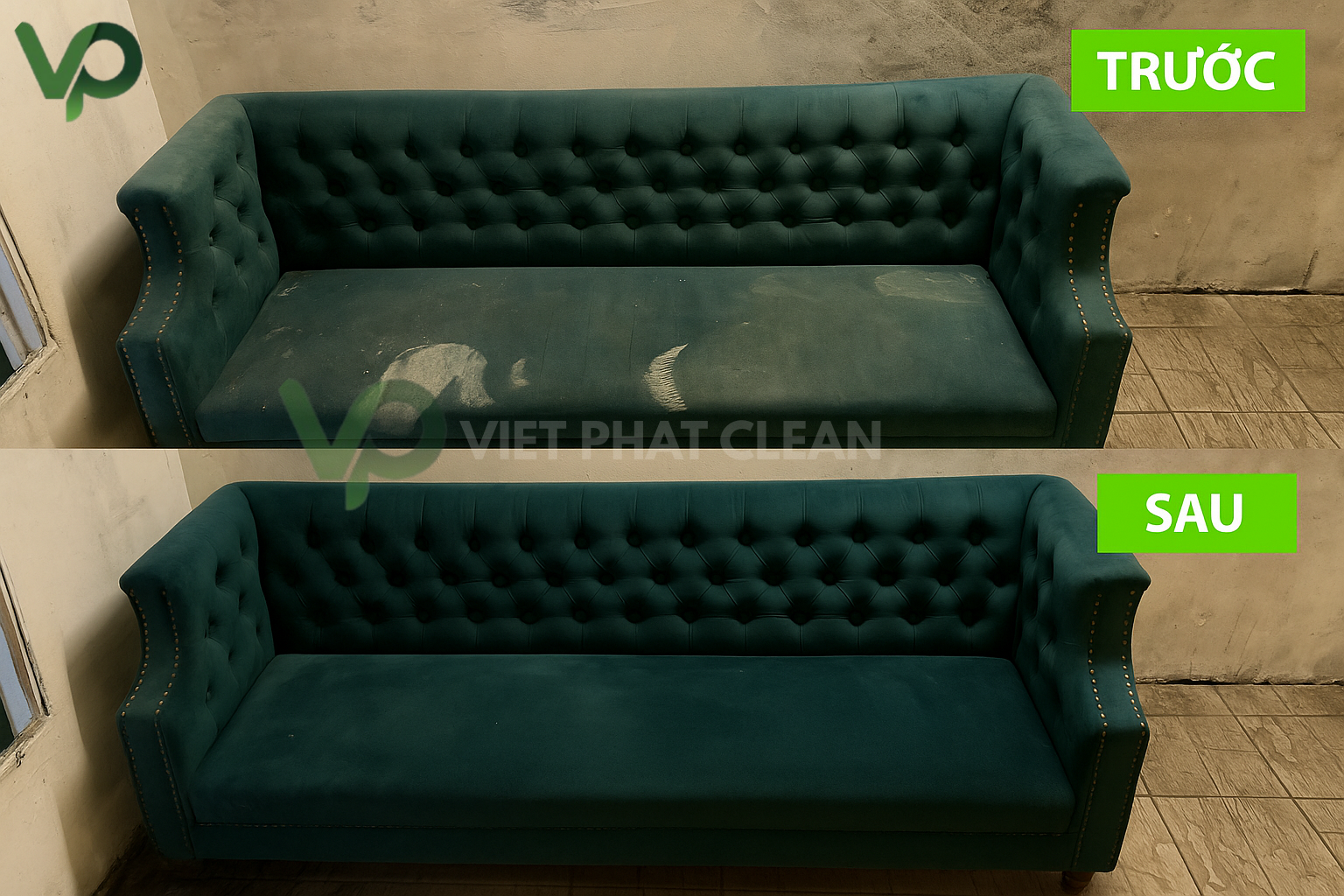 Kết quả sau khi giặt sofa tại Việt Phát Clean