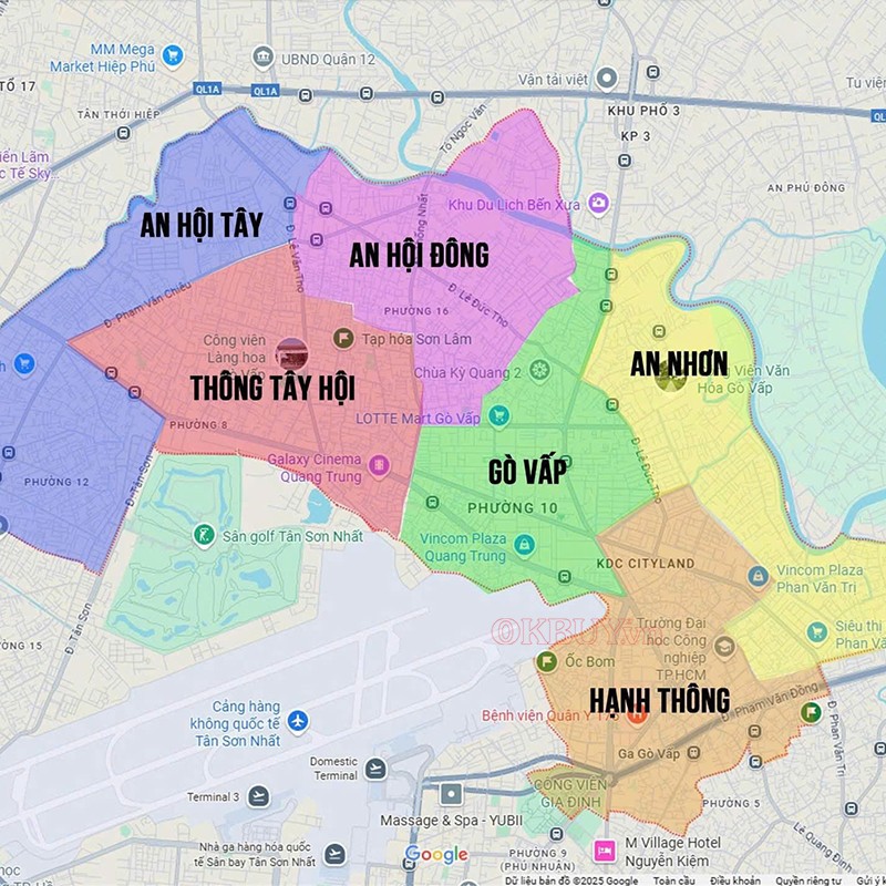 Bản đồ hành chính quận Gò Vấp sau sáp nhập